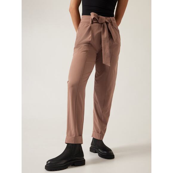 ATHLETA Cardiff Pant Rustic Beige Waist Tie Straight Leg Casual Women's 12 - Picture 2 of 16